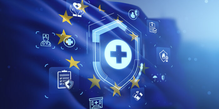 European Union healthcare regulation concept illustrating medical device compliance, patient safety and health system resilience